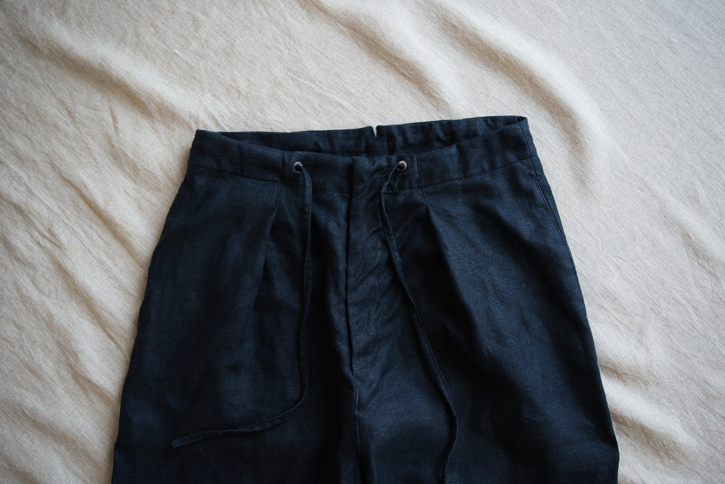 Oxford Linen Wide Pants/Night Navy