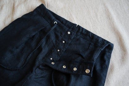 Oxford Linen Wide Pants/Night Navy