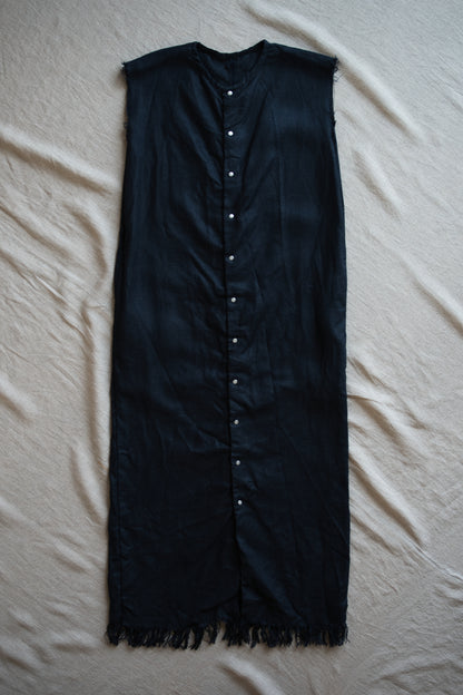 Oxford Linen Fringe Dress/Night Navy