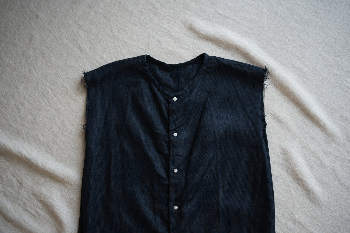 Oxford Linen Fringe Dress/Night Navy
