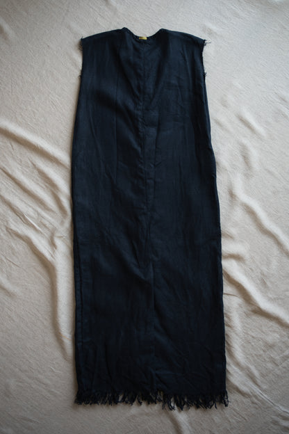 Oxford Linen Fringe Dress/Night Navy