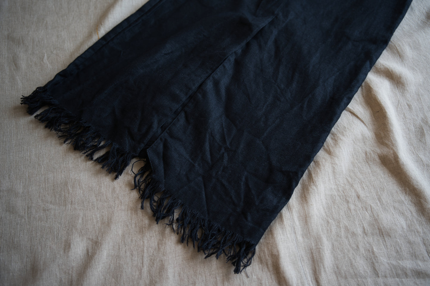 Oxford Linen Fringe Dress/Night Navy