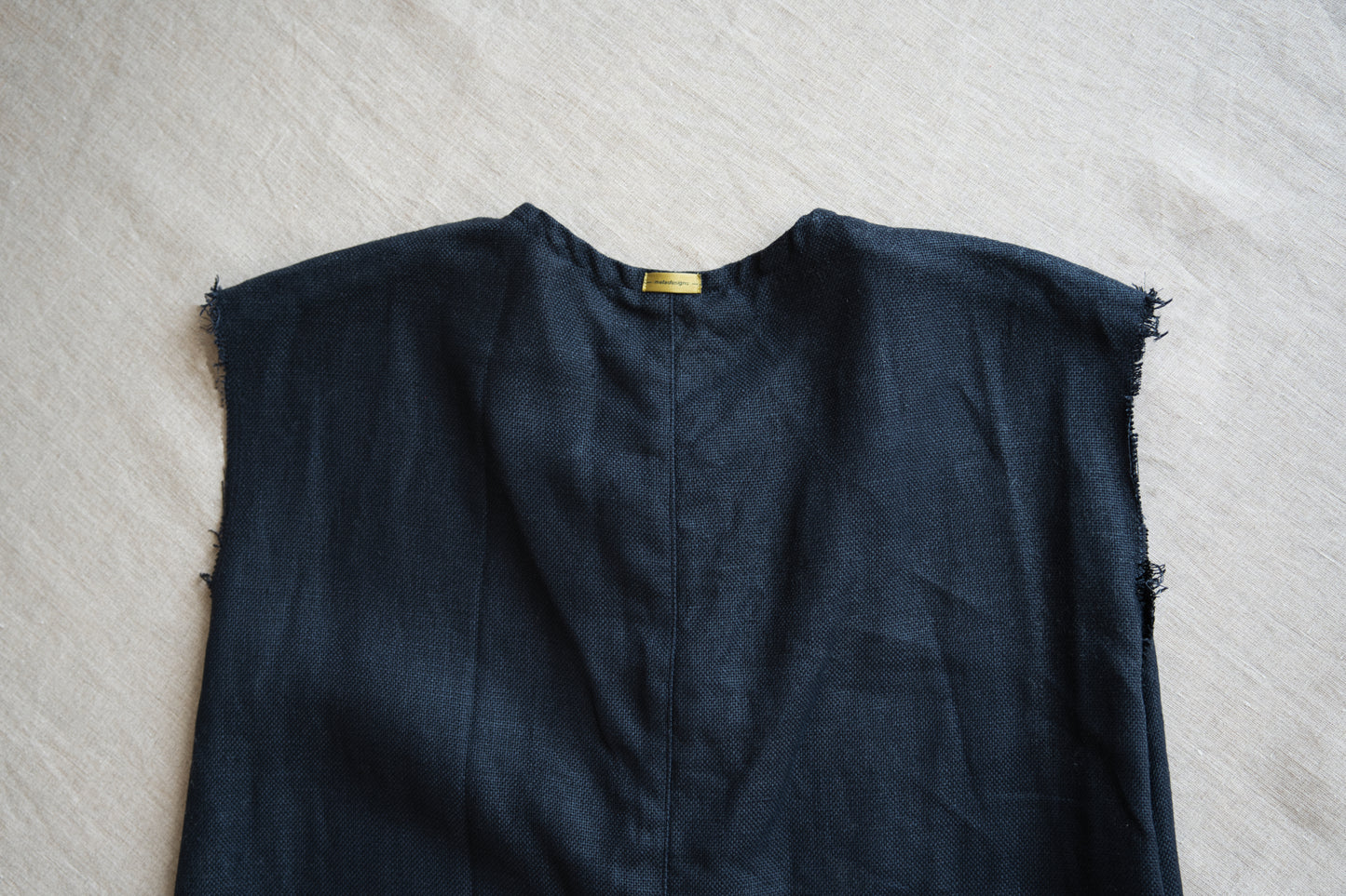 Oxford Linen Fringe Dress/Night Navy
