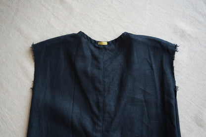 Oxford Linen Fringe Dress/Night Navy