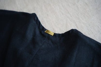 Oxford Linen Fringe Dress/Night Navy