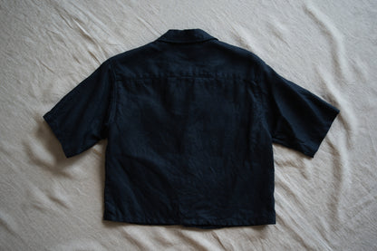 Oxford Linen Half-sleeved Shirt/Night Navy