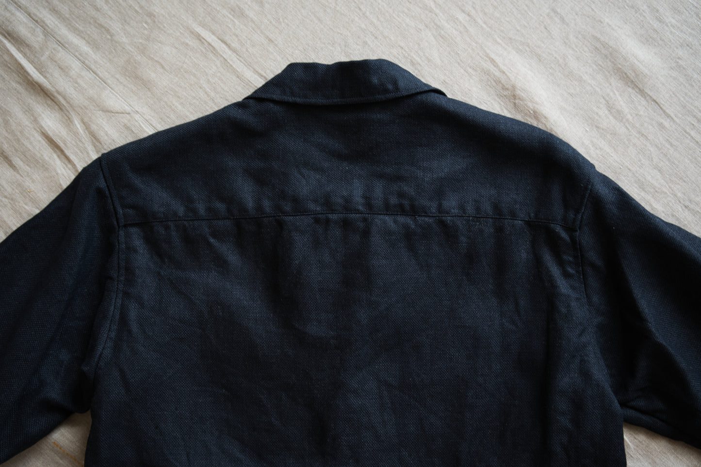 Oxford Linen Half-sleeved Shirt/Night Navy