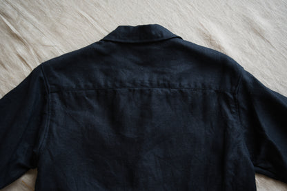 Oxford Linen Half-sleeved Shirt/Night Navy