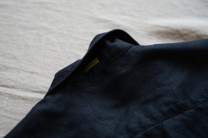Oxford Linen Half-sleeved Shirt/Night Navy