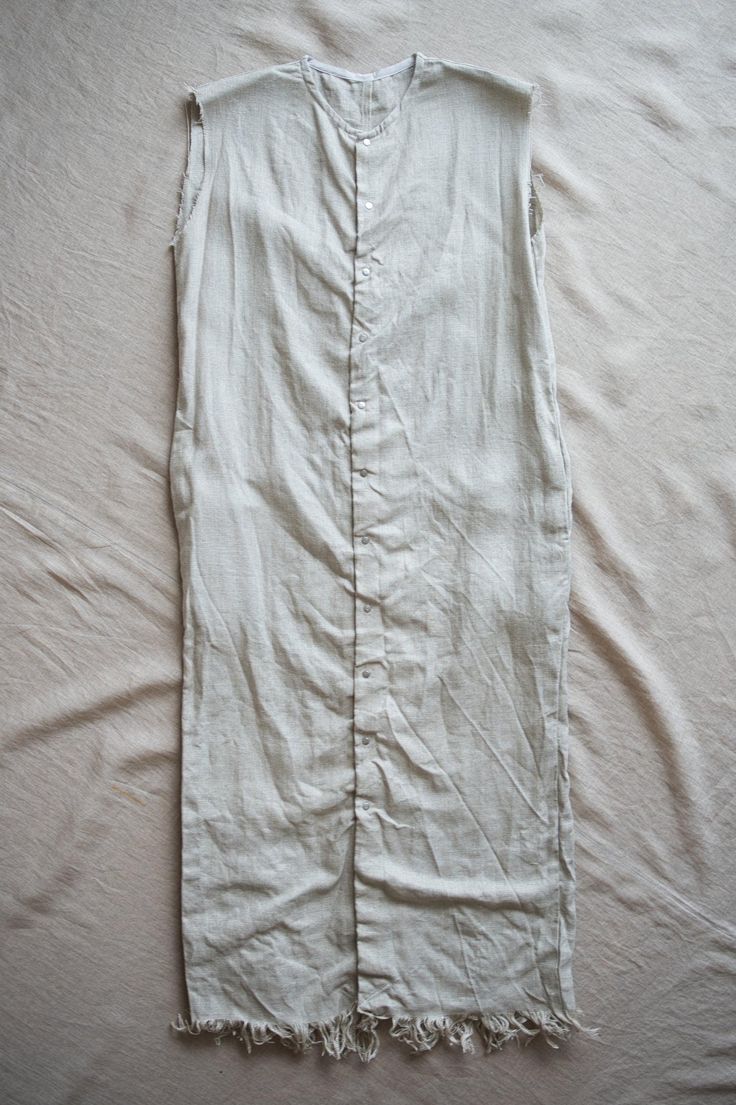 Oxford Linen Fringe Dress/Ecru