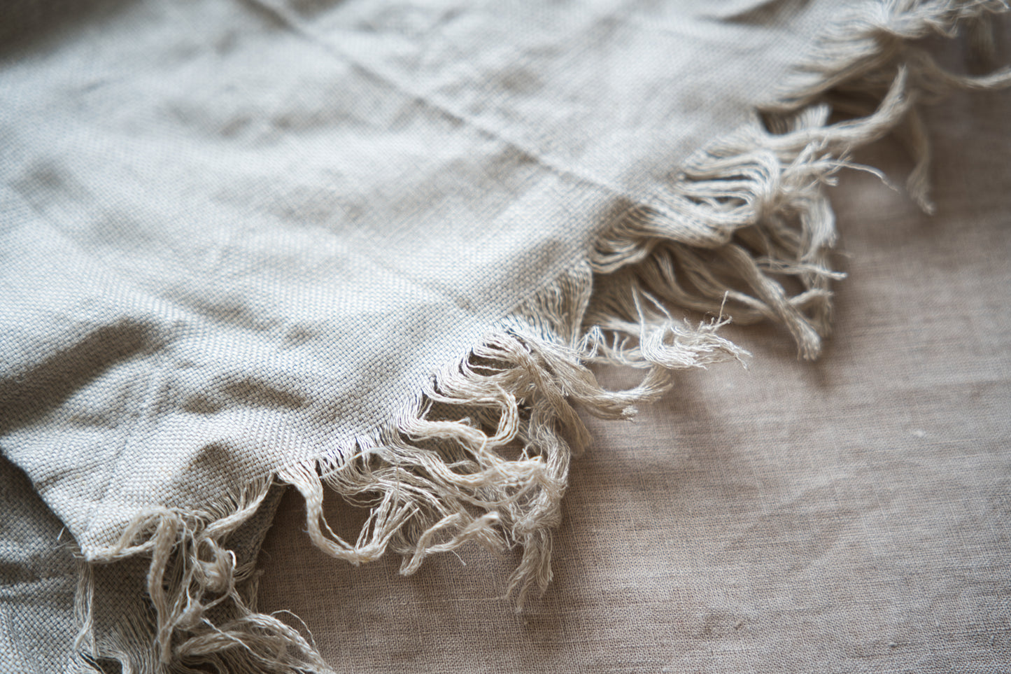 Oxford Linen Fringe Dress/Ecru