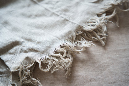 Oxford Linen Fringe Dress/Ecru