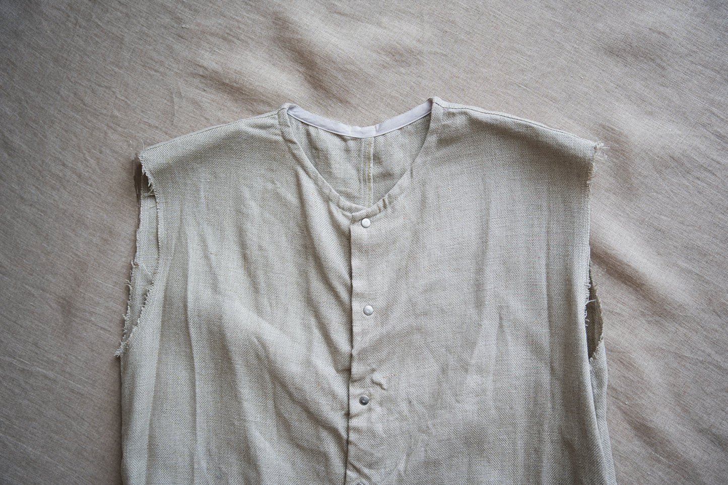 Oxford Linen Fringe Dress/Ecru