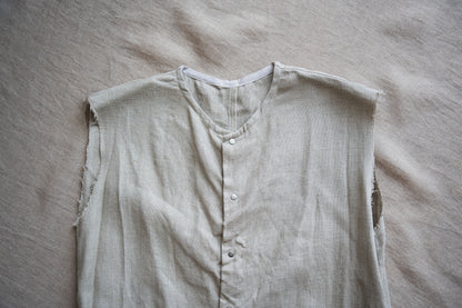 Oxford Linen Fringe Dress/Ecru