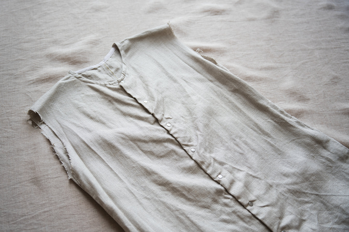 Oxford Linen Fringe Dress/Ecru