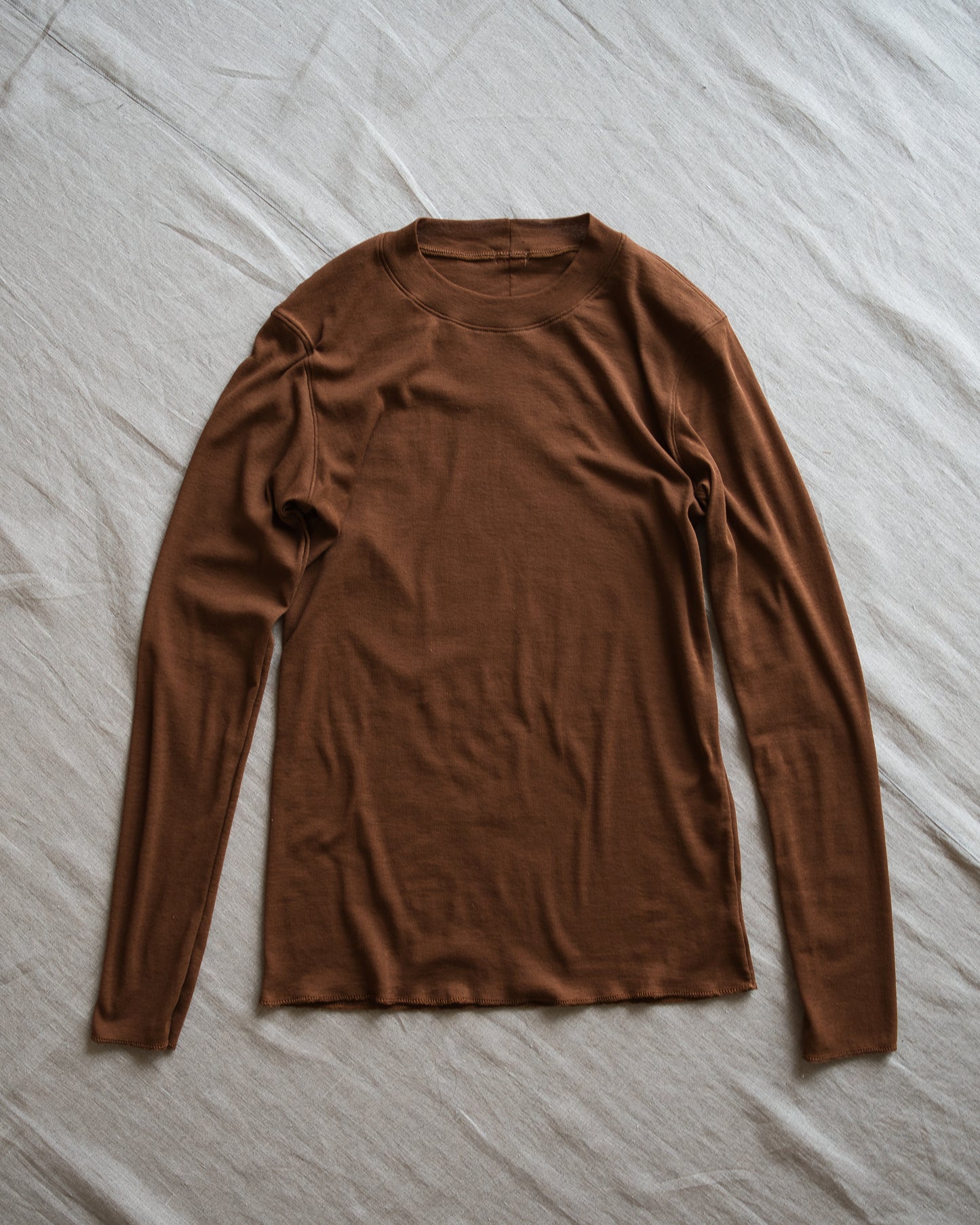 シアーリブクルーロングT/Sheer Rib Crewneck Long-Sleeved T/Rich Camel