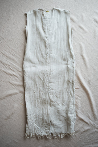 Oxford Linen Fringe Dress/Ecru
