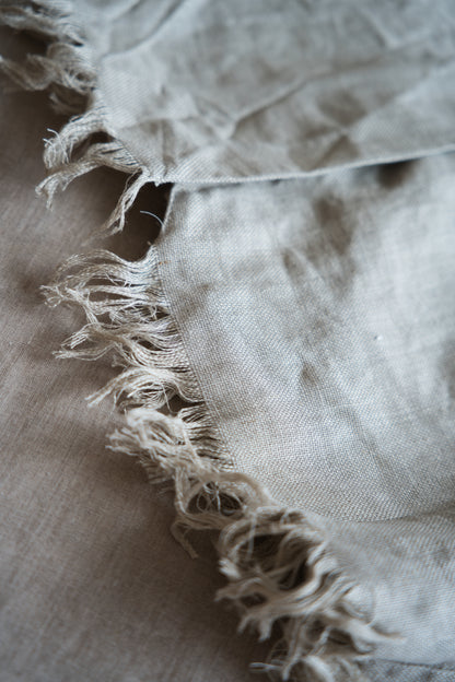 Oxford Linen Fringe Dress/Ecru