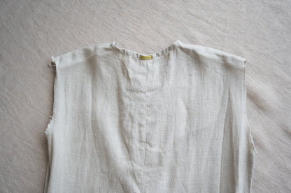 Oxford Linen Fringe Dress/Ecru
