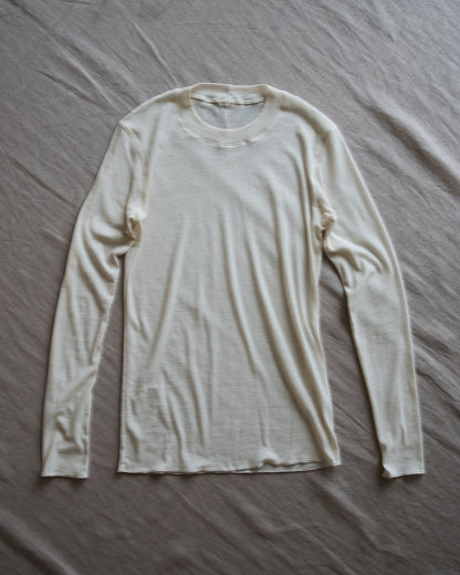 シアーリブクルーロングT/Sheer Rib Crewneck Long-Sleeved T/White Chalk