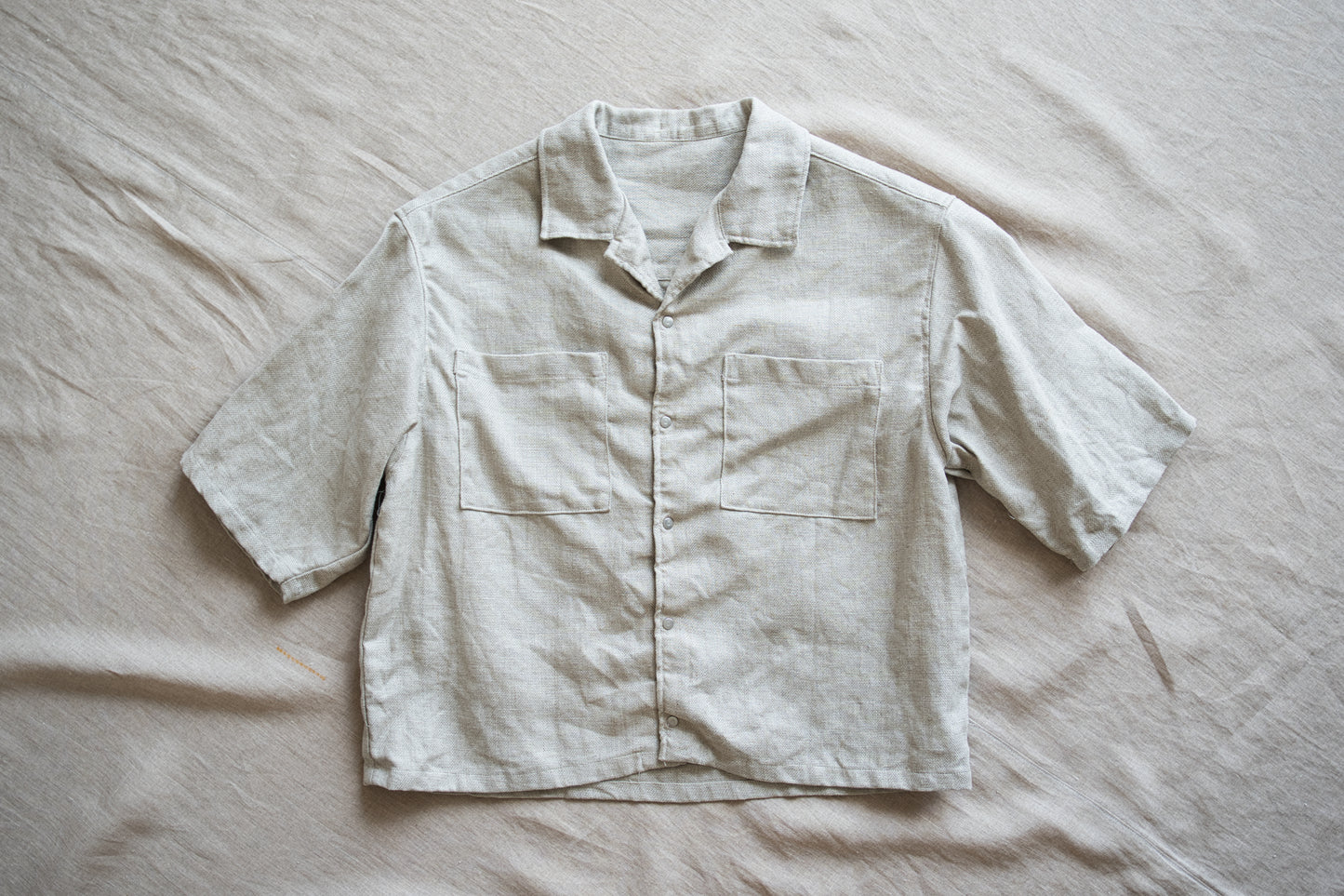 Oxford Linen Half-sleeved Shirt/Ecru