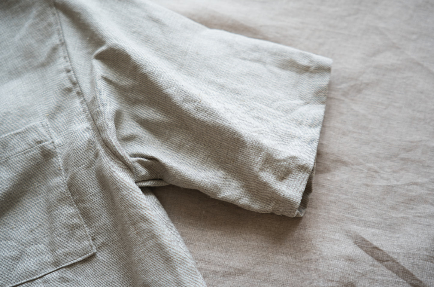 Oxford Linen Half-sleeved Shirt/Ecru
