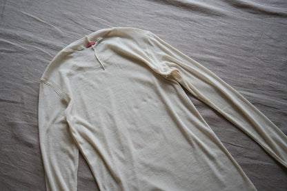 シアーリブクルーロングT/Sheer Rib Crewneck Long-Sleeved T/White Chalk