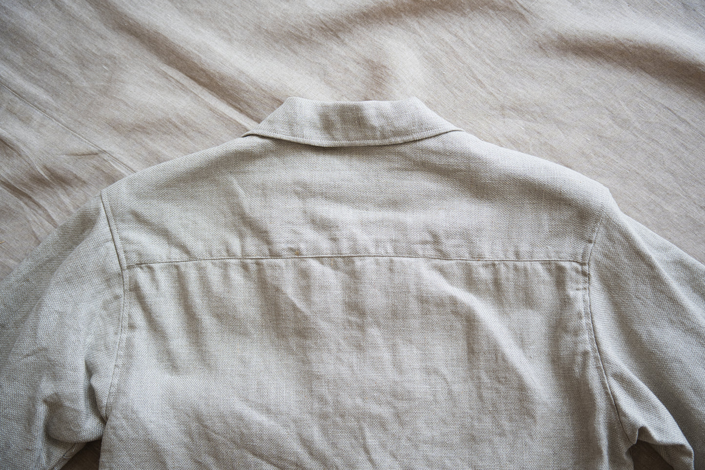 Oxford Linen Half-sleeved Shirt/Ecru