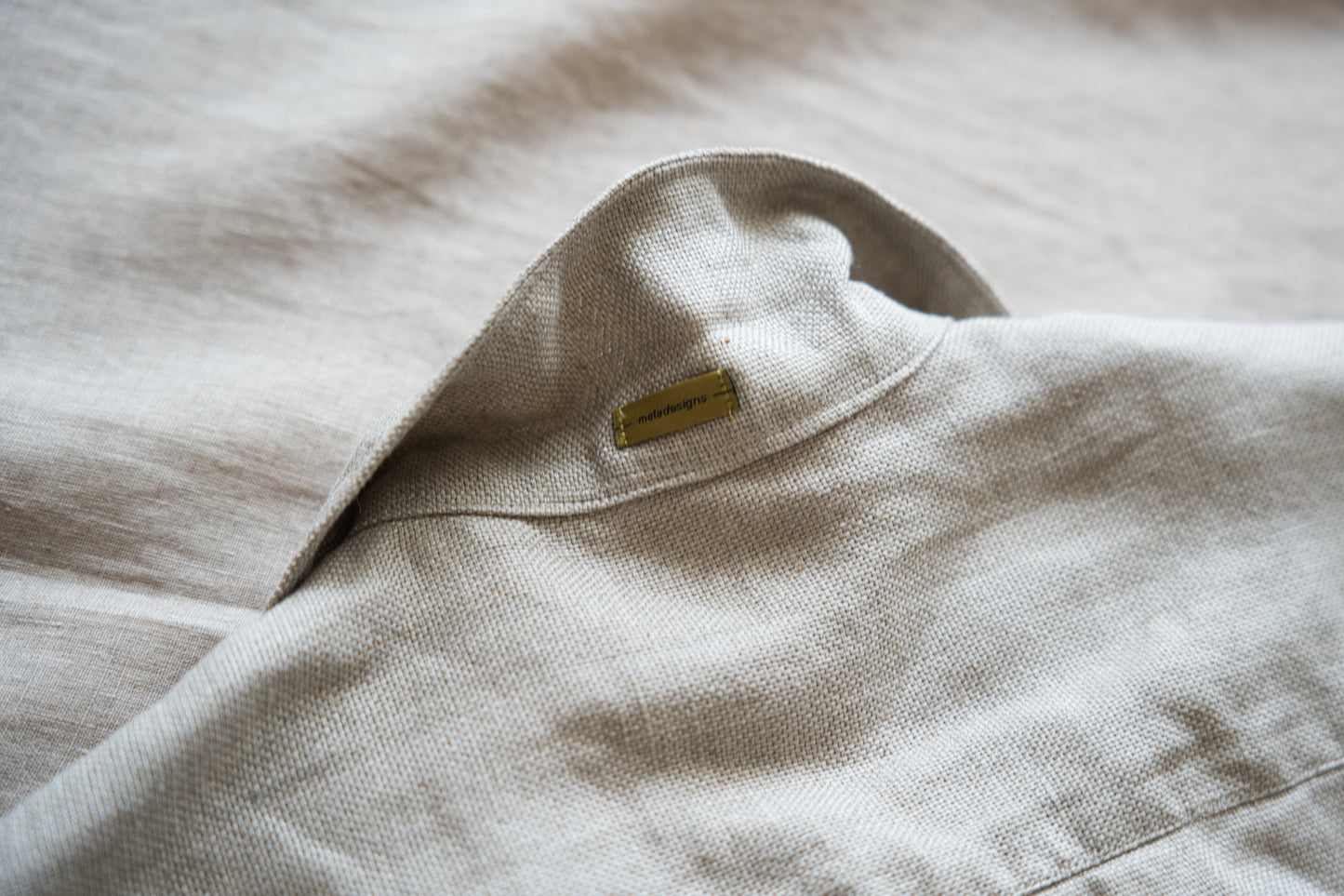 Oxford Linen Half-sleeved Shirt/Ecru