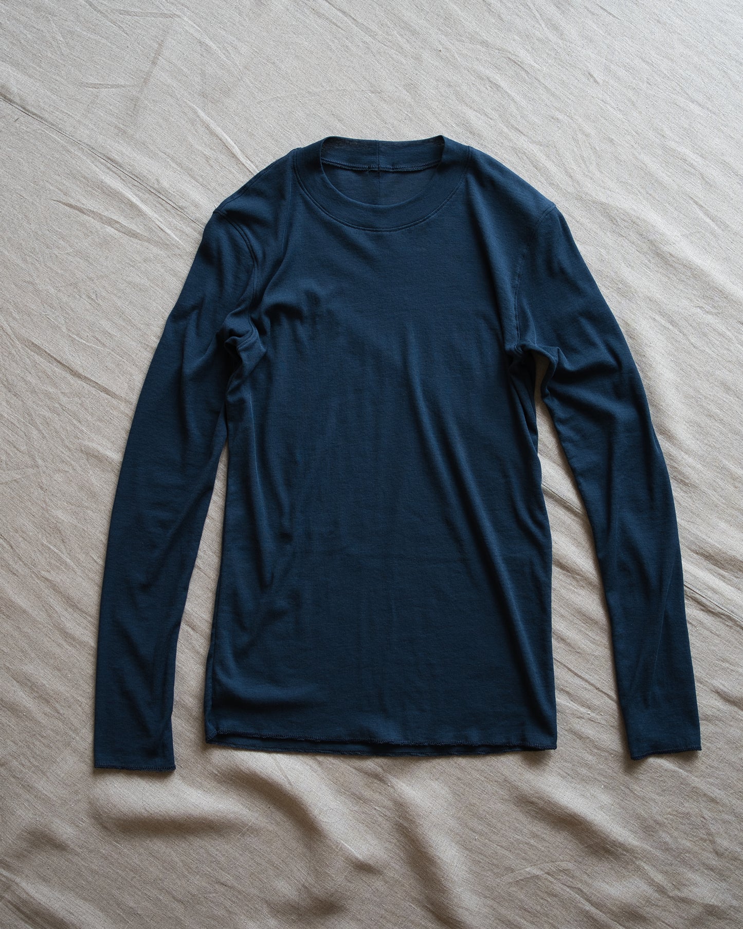 シアーリブクルーロングT/Sheer Rib Crewneck Long-Sleeved T/Gray Navy