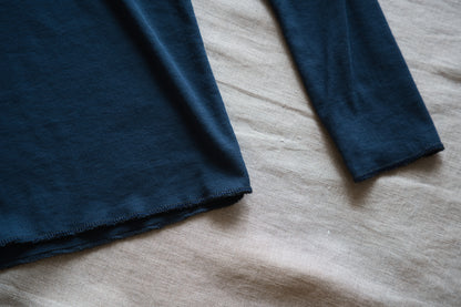 シアーリブクルーロングT/Sheer Rib Crewneck Long-Sleeved T/Gray Navy