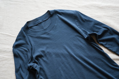 シアーリブクルーロングT/Sheer Rib Crewneck Long-Sleeved T/Gray Navy