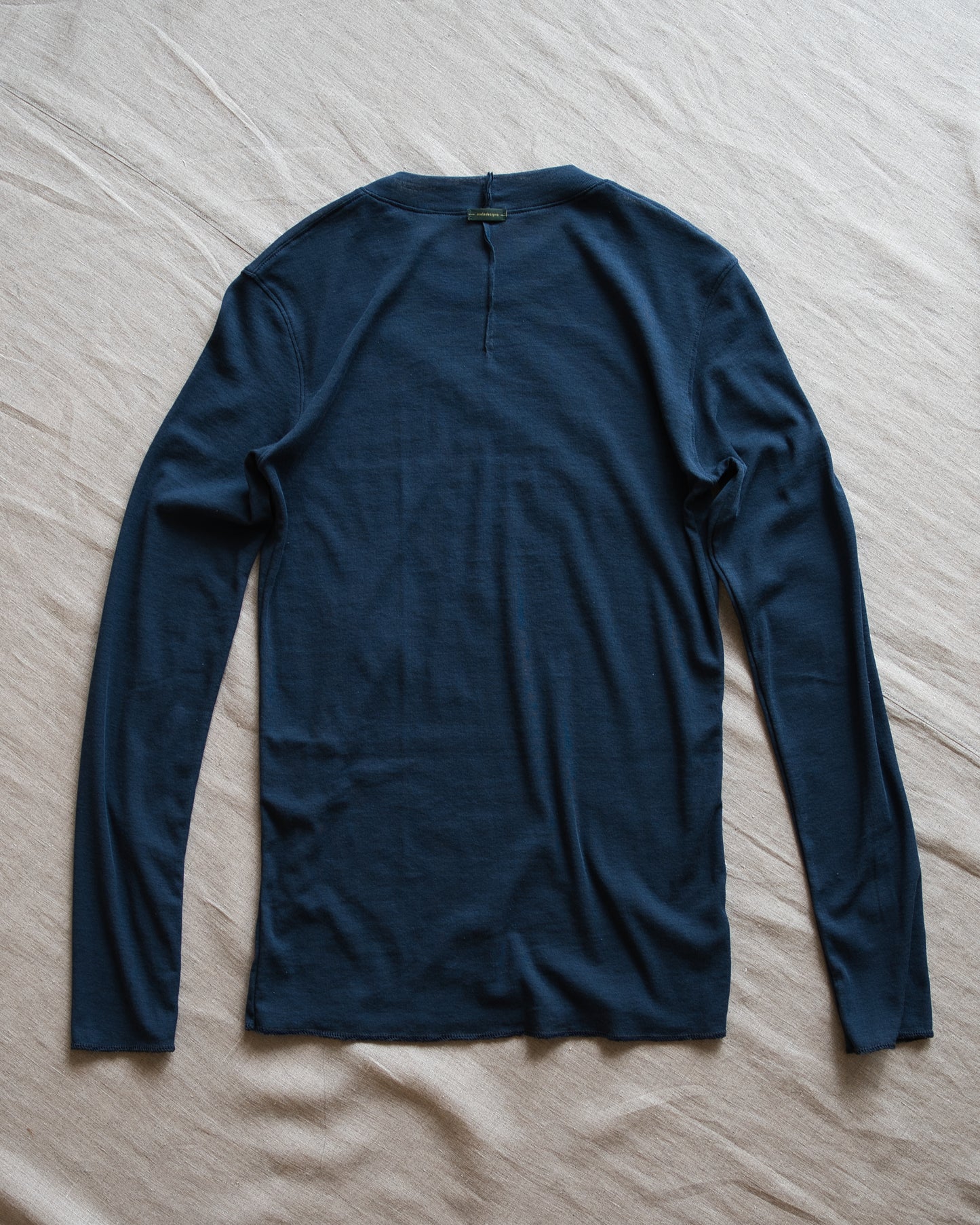 シアーリブクルーロングT/Sheer Rib Crewneck Long-Sleeved T/Gray Navy