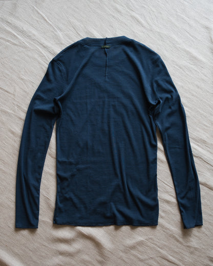 シアーリブクルーロングT/Sheer Rib Crewneck Long-Sleeved T/Gray Navy