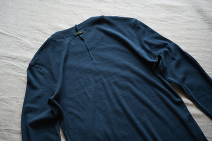 シアーリブクルーロングT/Sheer Rib Crewneck Long-Sleeved T/Gray Navy
