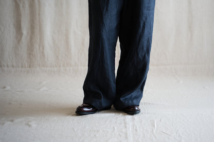 Oxford Linen Wide Pants/Night Navy