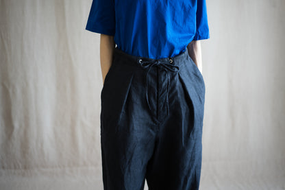 Oxford Linen Wide Pants/Night Navy