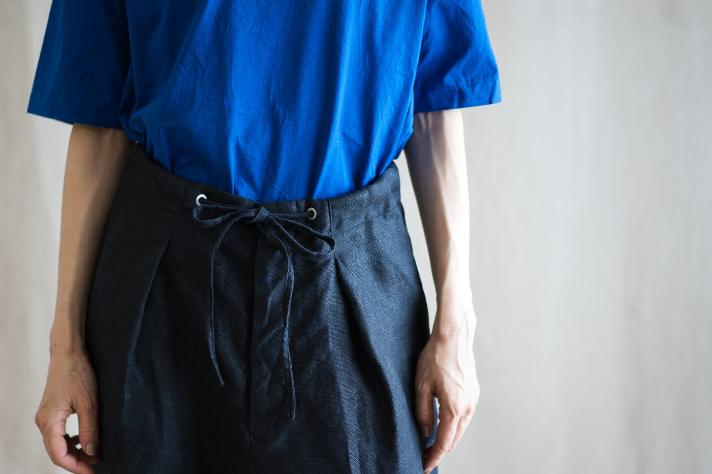 Oxford Linen Wide Pants/Night Navy