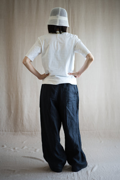 Oxford Linen Wide Pants/Night Navy