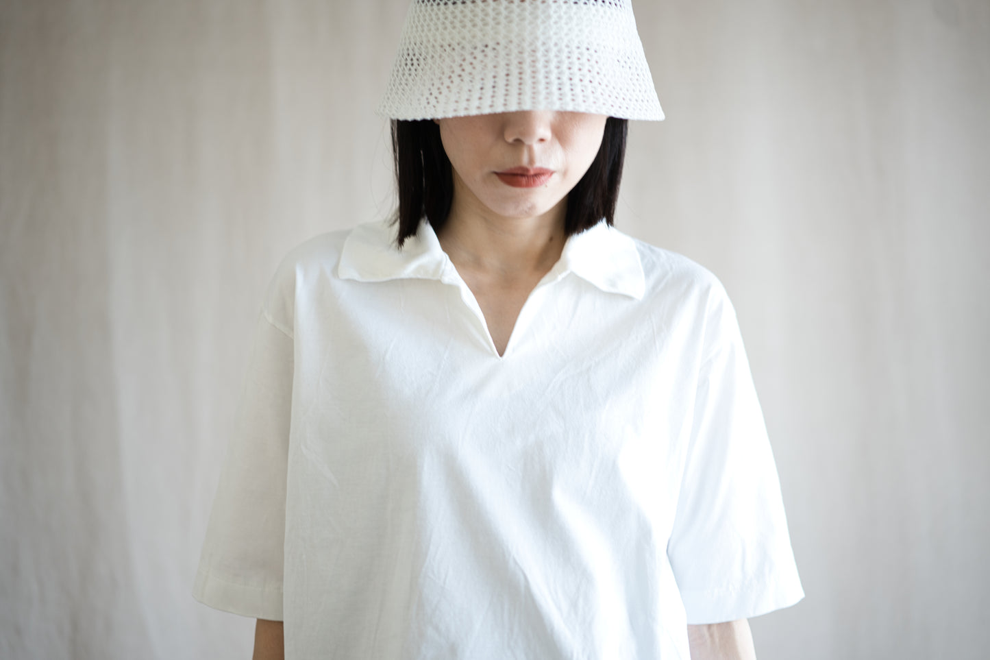 Prime Cotton V-neck Polo/White