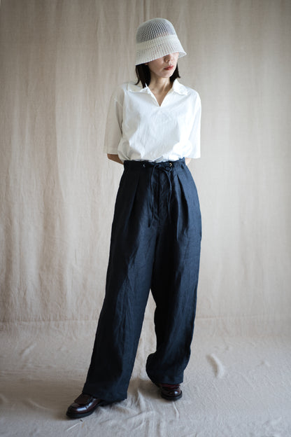 Oxford Linen Wide Pants/Night Navy