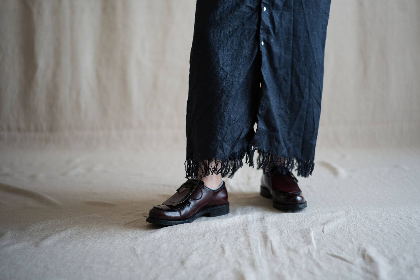 Oxford Linen Fringe Dress/Night Navy