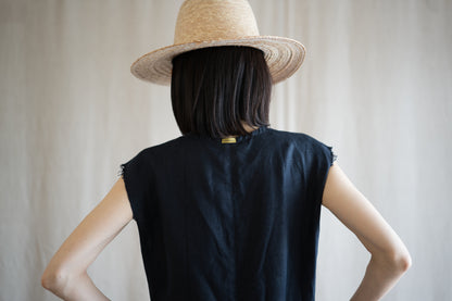 Oxford Linen Fringe Dress/Night Navy