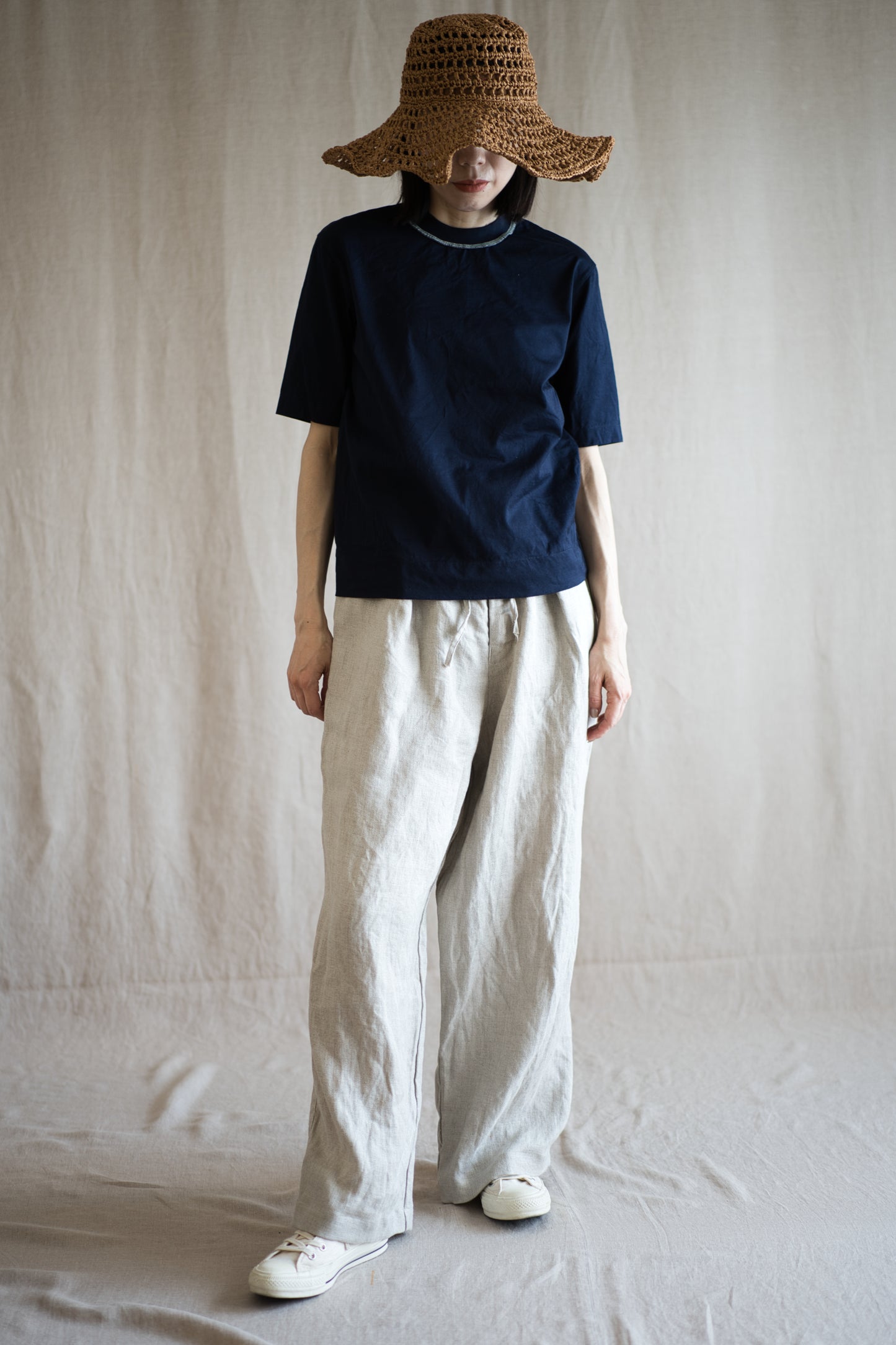 Oxford Linen Wide Pants/Ecru