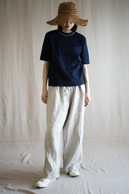 Oxford Linen Wide Pants/Ecru