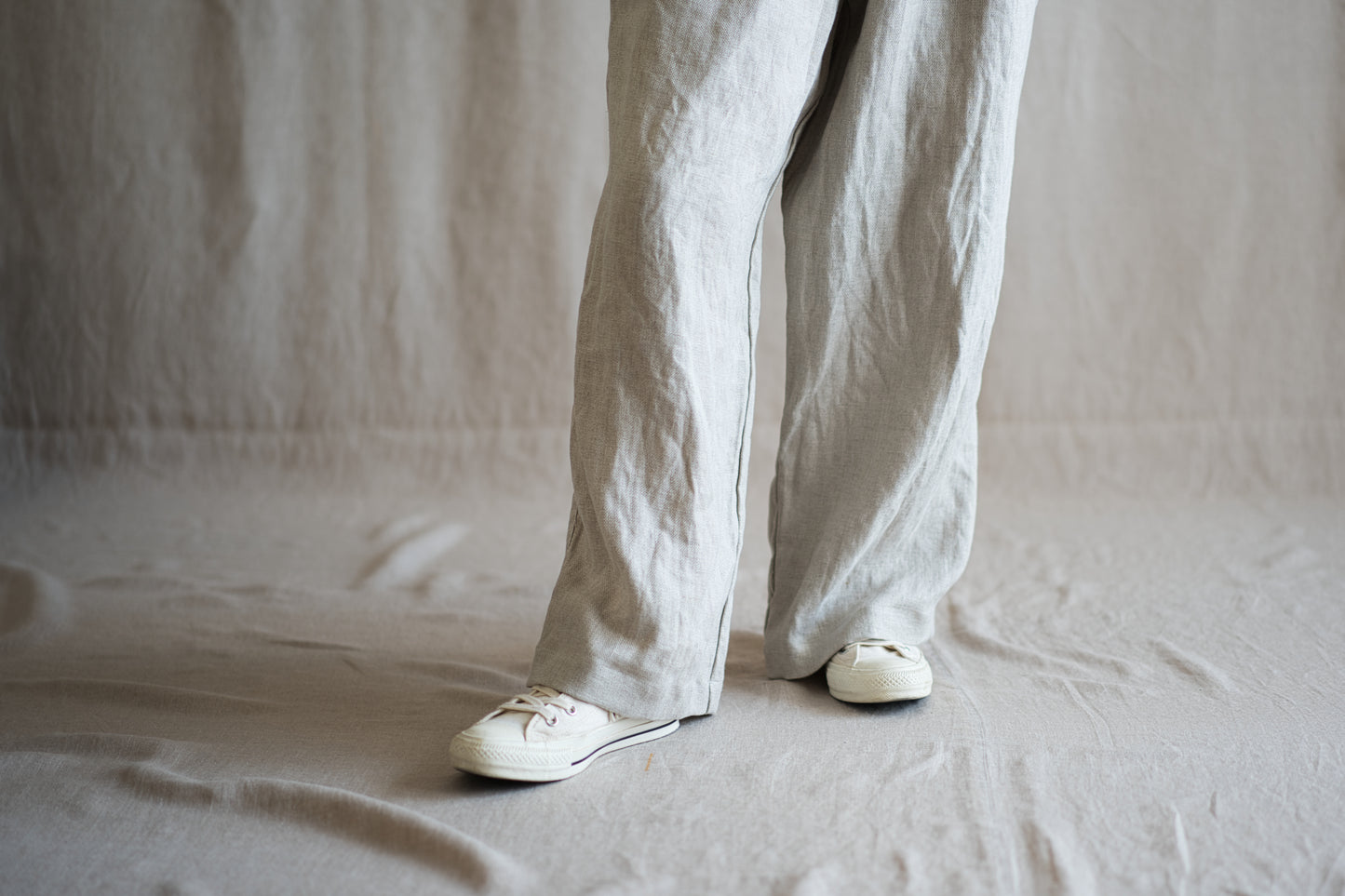 Oxford Linen Wide Pants/Ecru