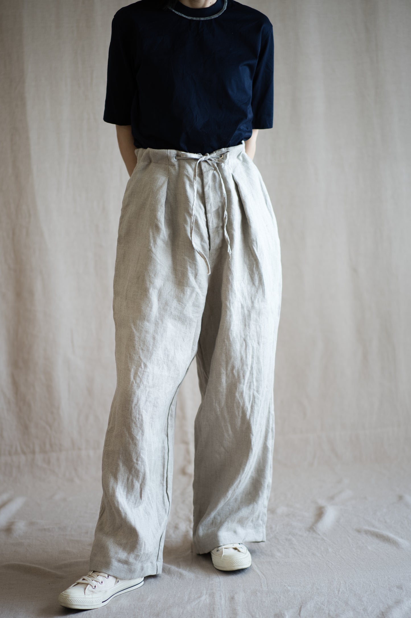 Oxford Linen Wide Pants/Ecru