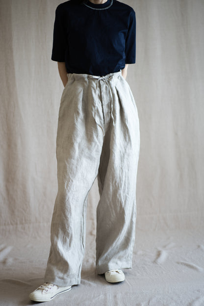Oxford Linen Wide Pants/Ecru