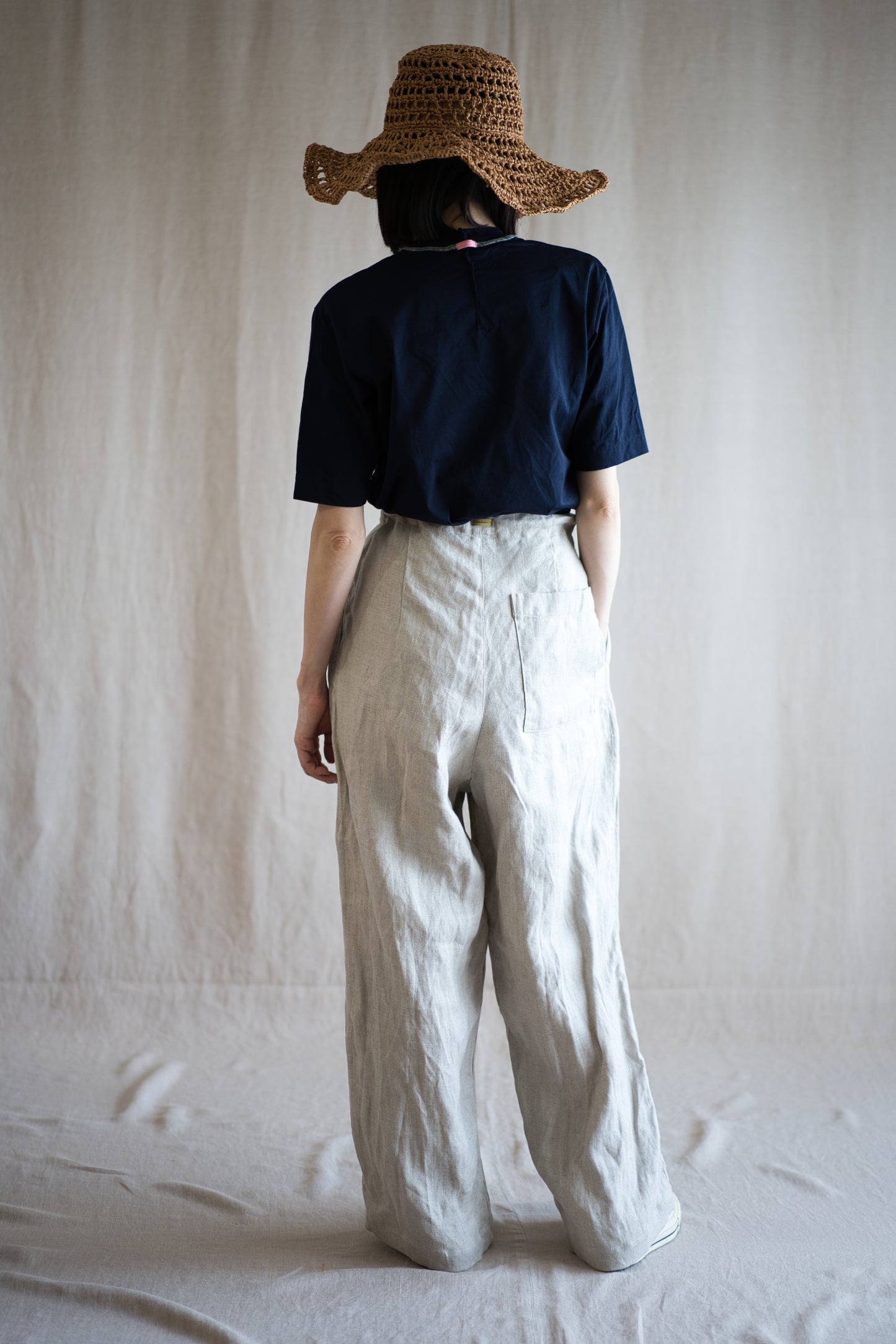 Oxford Linen Wide Pants/Ecru