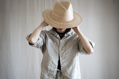 Oxford Linen Half-sleeved Shirt/Ecru